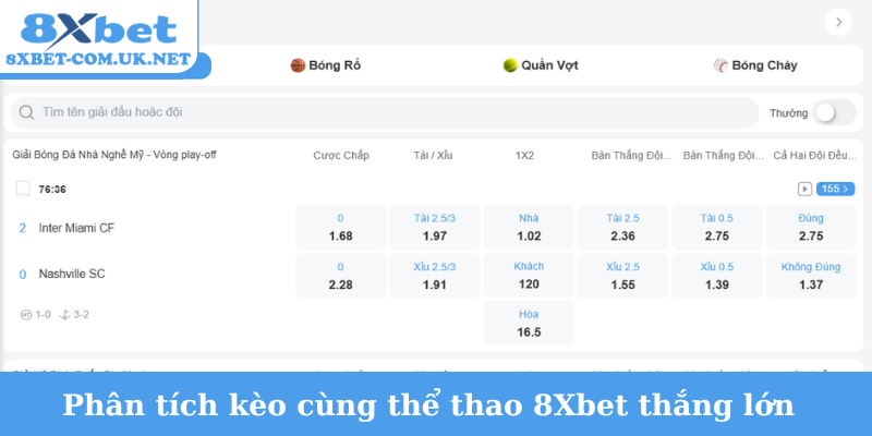 Phân tích kèo cùng thể thao 8Xbet thắng lớn